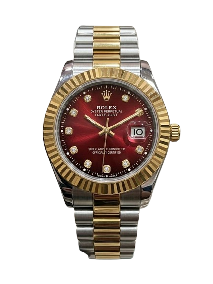 2 tone Red Rlx crown dail watch
