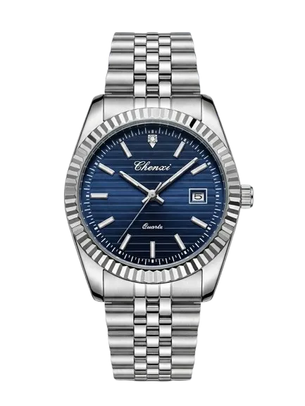 Chenxi Blue Dial Fluted Bezel Watch