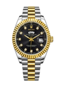 Luxury Two-Tone Rlx Black Dial Day & Date Watch