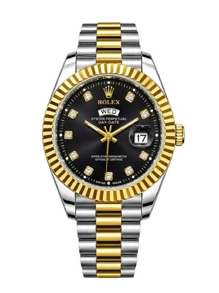 Luxury Two-Tone Rlx Black Dial Day & Date Watch