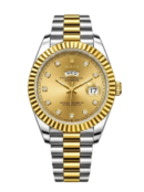 Luxury Two-Tone Rlx Golden Dial Day & Date Watch