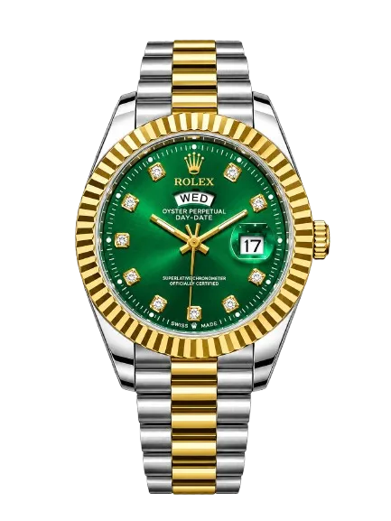 Luxury Two-Tone Rlx Green Dial Day & Date Watch