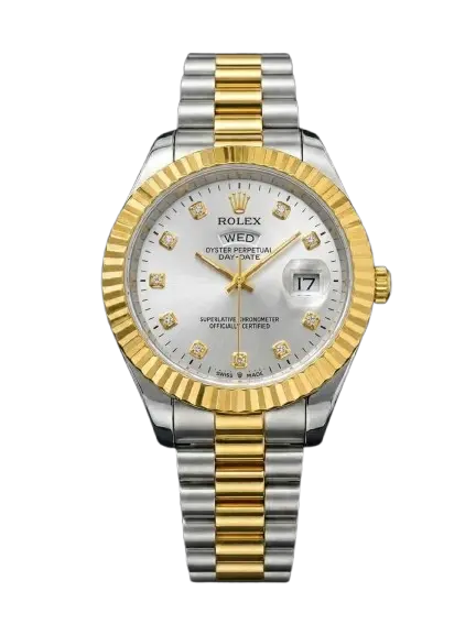 Luxury Two-Tone Rlx White Dial Day & Date Watch