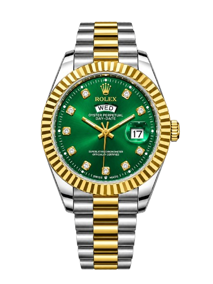 Luxury Two-Tone Rlx Green Dial Day & Date Watch