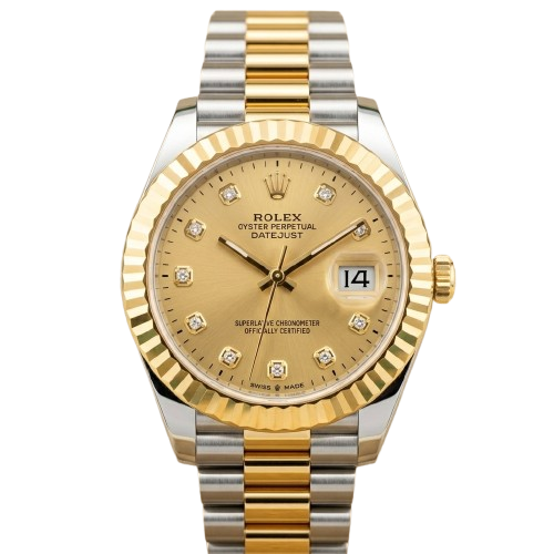 RLX Gold & Silver Stainless Steel Watch with Gold Dial
