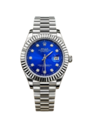 RLX Silver Stainless Steel Watch with Dark Blue Dial