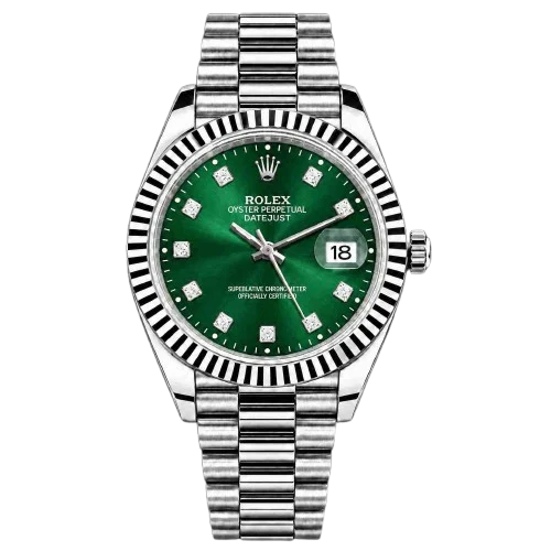 RLX Silver Stainless Steel Watch with Green Dial