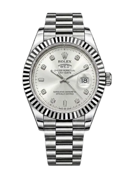 RLX White Dial Silver Stainless Steel Watch with Day & Date Display