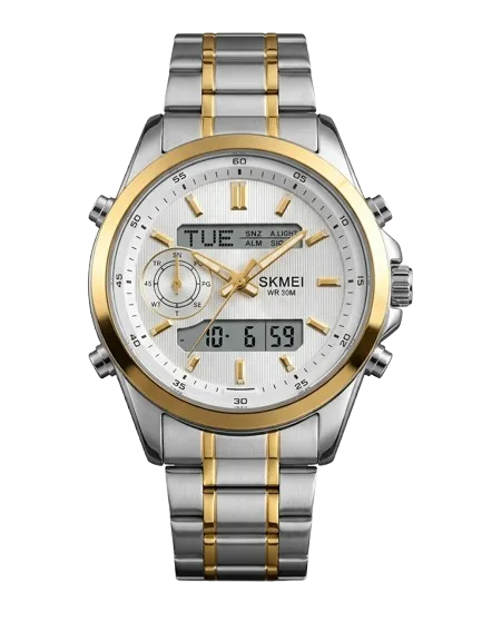 SKMEI Two-Tone Dual Display Chronograph Watch