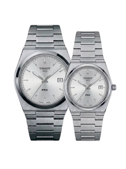 Tissot PRX White Dial Couple Watches