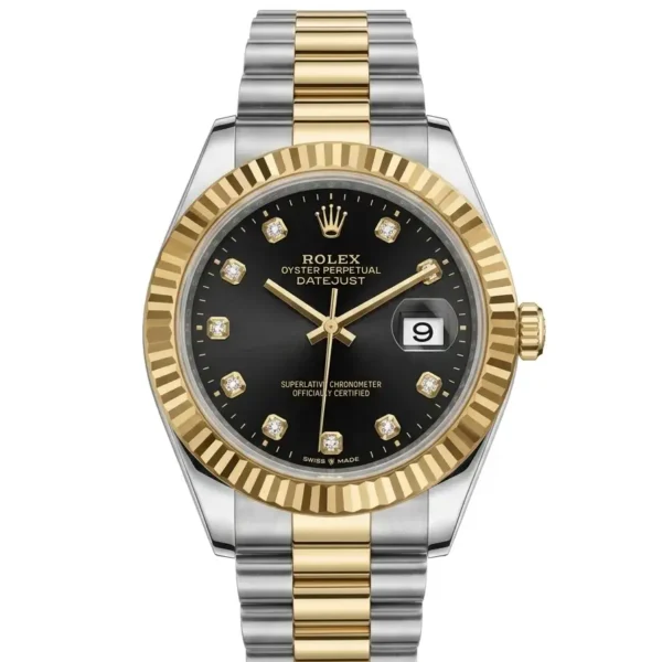 Two Tone Black Rlx Crown Dail Water Resistant Watch