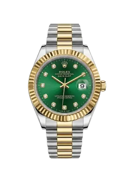Two Tone Green Rlx Crown Dail Water Resistant Watch
